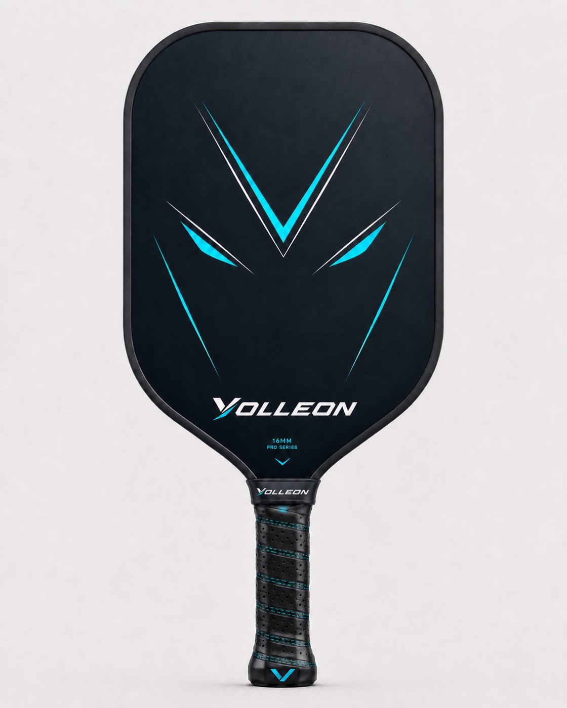 Volleon V1 Control 16mm black and cyan pickleball paddle reference sample